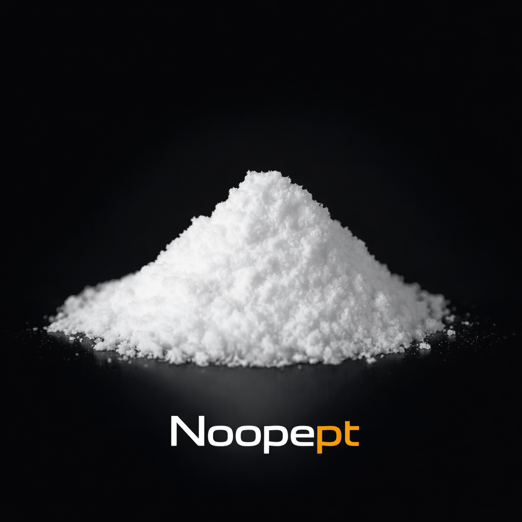 Noopept ist eine nootropische Substanz, die es in Deutschland zum Forschen gibt. Hier zu sehen ist das weiße Pulver.